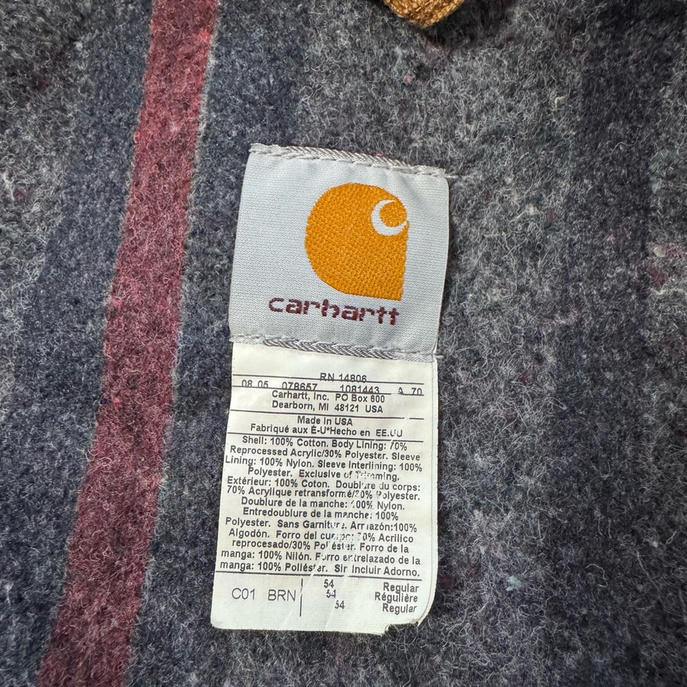 Vintage Carhartt Jacket Duck Canvas Quilt Lined Barn Chore Coat Size 54 Regular - Picture 13 of 15
